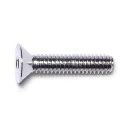 Midwest Fastener 1/4"-20 Socket Head Cap Screw, Flat, Chrome Plated Steel, 1-1/4 in Length, 10 PK 74172
